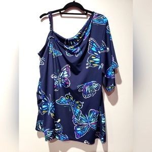 💲🖐🏾/☀️🏖AVON One Shoulder Butterfly 🦋 Top 2X